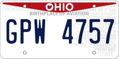 OH license plate GPW4757