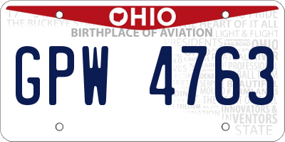 OH license plate GPW4763