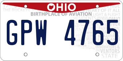 OH license plate GPW4765