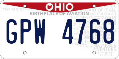 OH license plate GPW4768