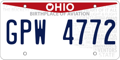 OH license plate GPW4772