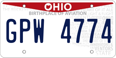 OH license plate GPW4774