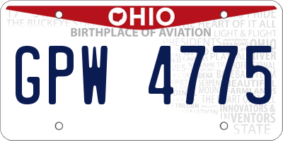 OH license plate GPW4775