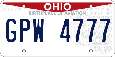 OH license plate GPW4777