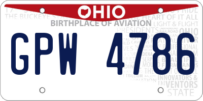 OH license plate GPW4786