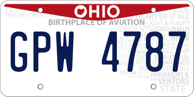 OH license plate GPW4787