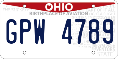 OH license plate GPW4789