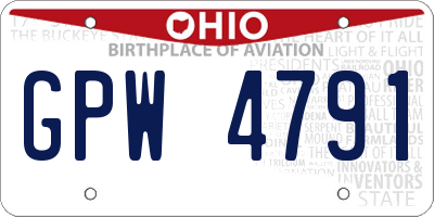 OH license plate GPW4791