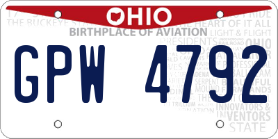 OH license plate GPW4792