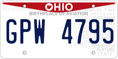 OH license plate GPW4795