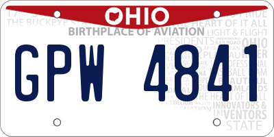 OH license plate GPW4841