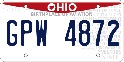OH license plate GPW4872