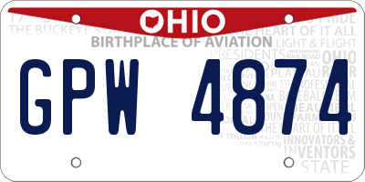 OH license plate GPW4874