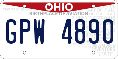 OH license plate GPW4890