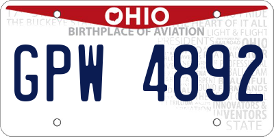 OH license plate GPW4892