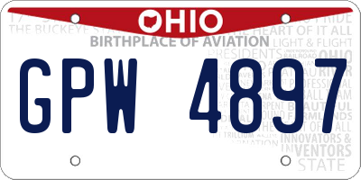 OH license plate GPW4897