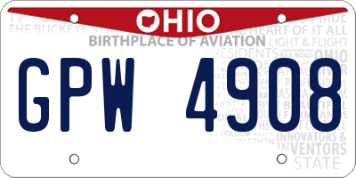 OH license plate GPW4908