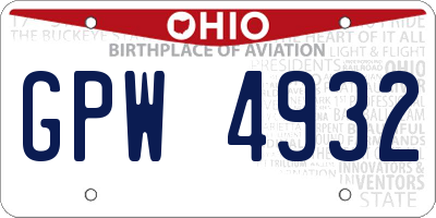 OH license plate GPW4932