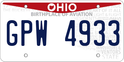 OH license plate GPW4933