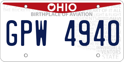 OH license plate GPW4940