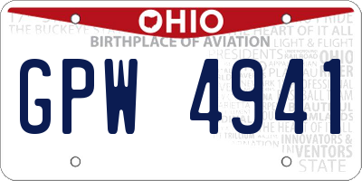 OH license plate GPW4941