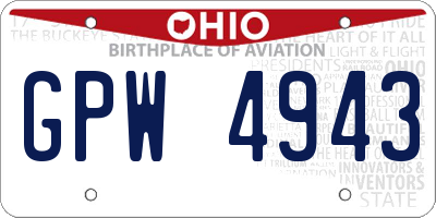 OH license plate GPW4943