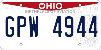 OH license plate GPW4944
