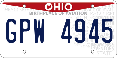 OH license plate GPW4945