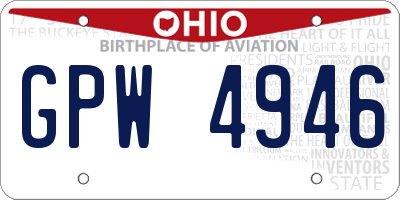 OH license plate GPW4946
