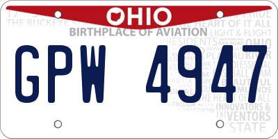 OH license plate GPW4947