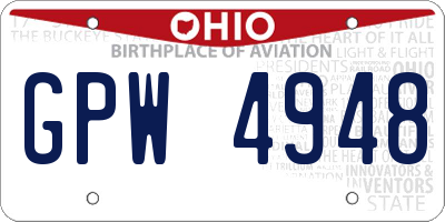 OH license plate GPW4948