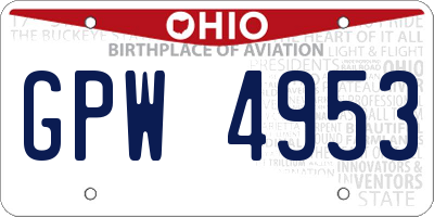 OH license plate GPW4953