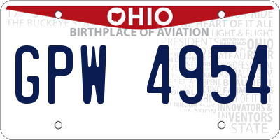 OH license plate GPW4954