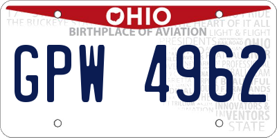 OH license plate GPW4962