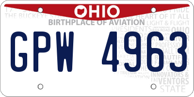 OH license plate GPW4963