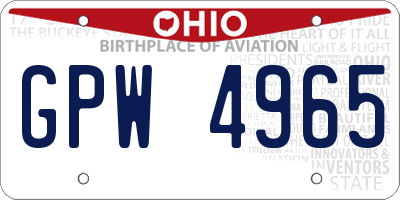 OH license plate GPW4965