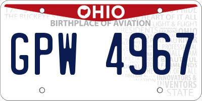 OH license plate GPW4967