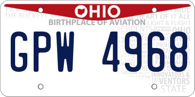 OH license plate GPW4968