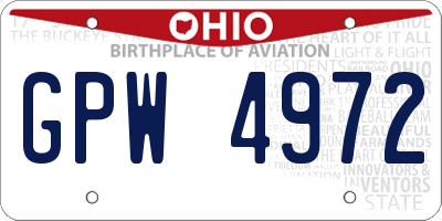 OH license plate GPW4972