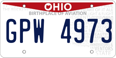 OH license plate GPW4973