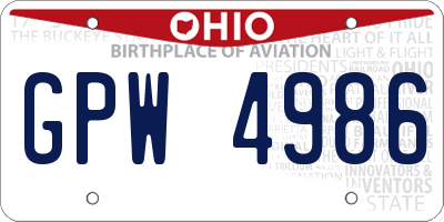 OH license plate GPW4986
