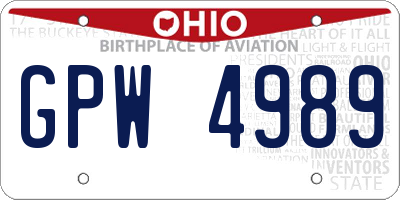 OH license plate GPW4989