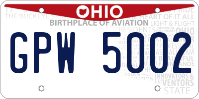 OH license plate GPW5002