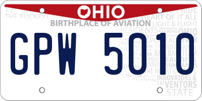 OH license plate GPW5010