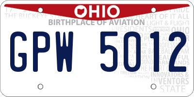 OH license plate GPW5012