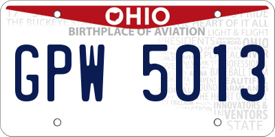 OH license plate GPW5013