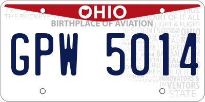 OH license plate GPW5014