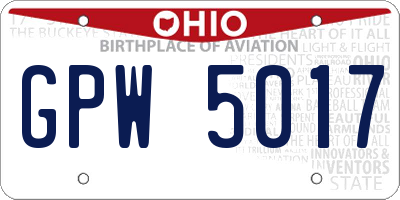 OH license plate GPW5017