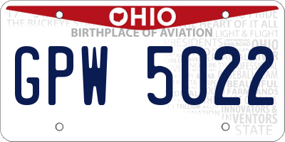 OH license plate GPW5022