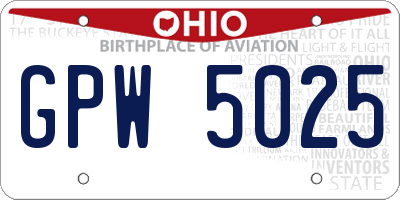 OH license plate GPW5025